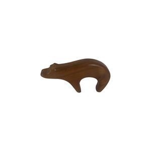 Vintage Hand Carved Wooden Bear Sculpture Arched Stylized Wood Figure